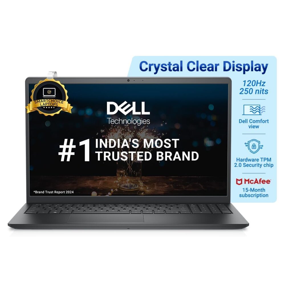 Dell 15 Thin & Light Laptop, Core i5-1235U Processor, 8GB RAM + 512GB SSD, 15.6" FHD Window 11 + MSO '21, 15 Month McAfee, Spill-Resistant Keyboard, Black, 1.66kg